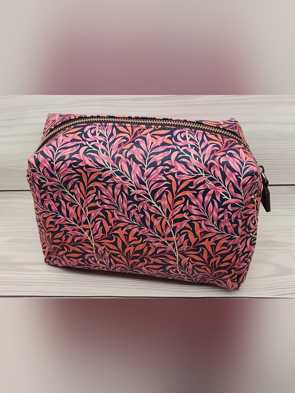 William Morris Pink Cosmetic Case Makeupbag Travel Pouch